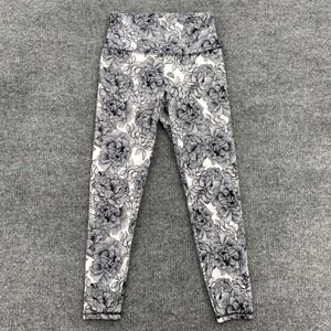 Balance Collection Floral Leggings Women Medium White Black Yoga Athleisure Gym